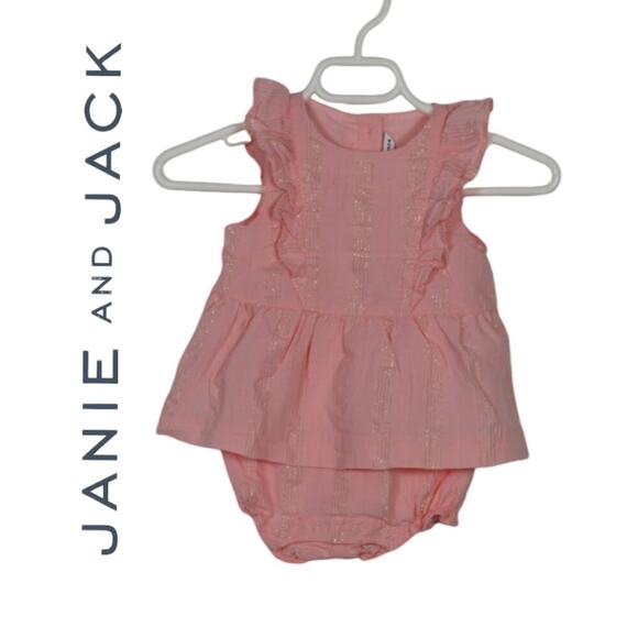 Janie & Jack Pink Sleeveless Ruffle Bubble Romper Size 3-6 Months - Picture 1 of 6